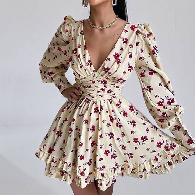 Vestido Corto Con Escote En V Y Estampado Floral Para Mujer | Ideal Para Uso Diario Y Eventos