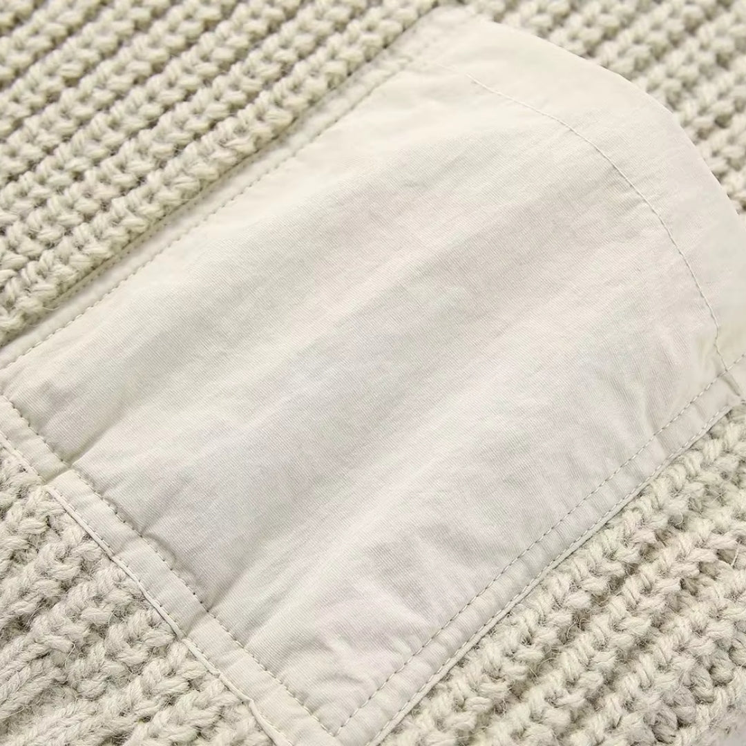 Jersey De Cuello Vuelto Con Bolsillos En Contraste Para Mujer | Ideal Para Uso Diario