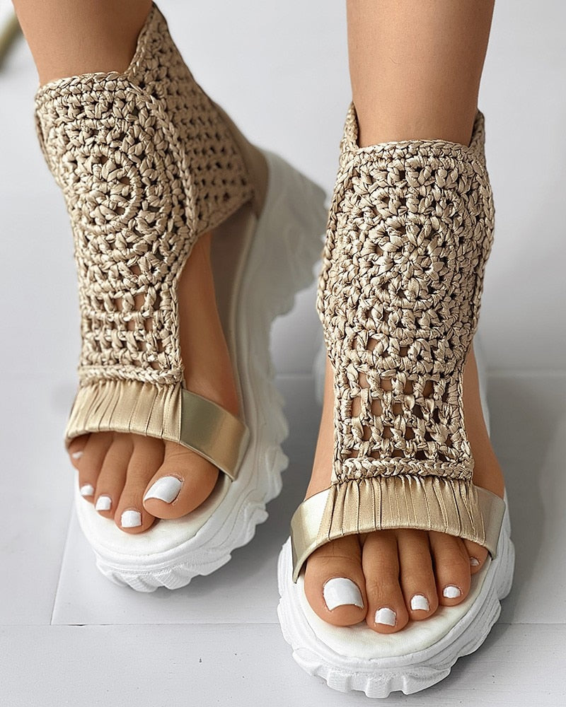 Sandalias con Tacón Compensado y Diseño Abierto para Mujer | Ideales para Uso Diario en Temporadas Cálidas