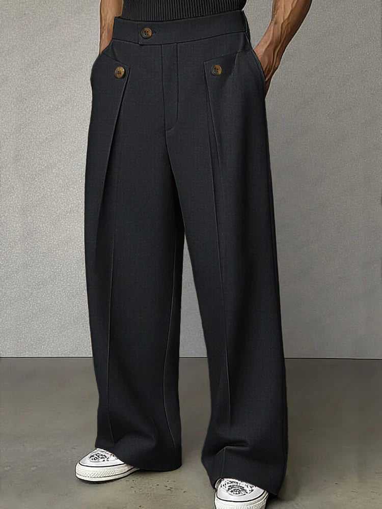 Pantalón de Pierna Ancha con Pliegues Frontales para Hombre | Ideal para Uso Diario