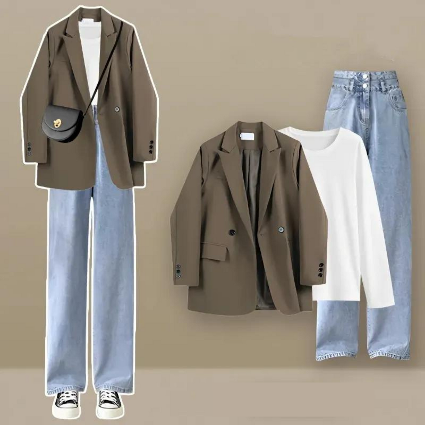 Conjunto De Tres Piezas Con Blazer Y Combinaciones Versátiles Para Mujer | Ideal Para Uso Diario Y Salidas