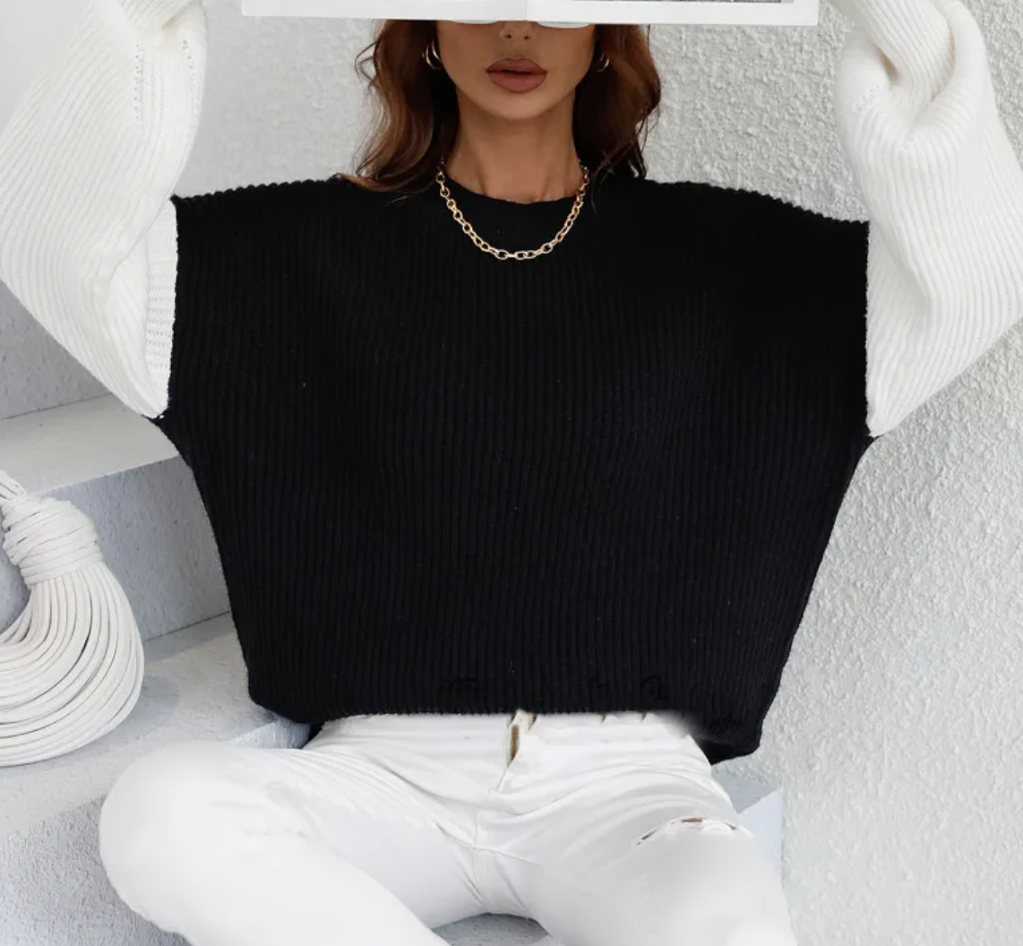 Jersey de Punto con Mangas en Contraste y Corte Holgado para Mujer | Ideal para Uso Diario