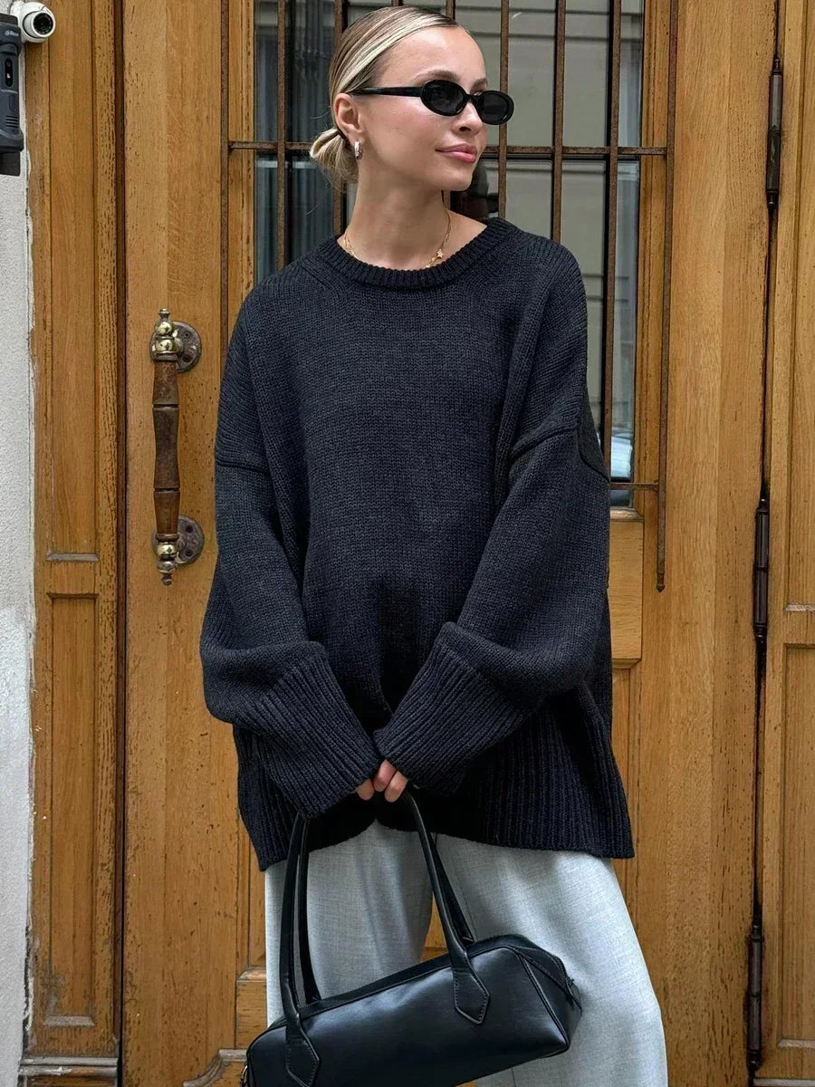 Suéter Oversize Con Encolure Amplia Para Mujer | Ideal Para Uso Diario Y Salidas Informales