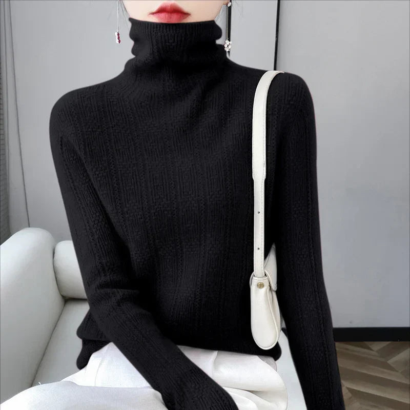 Jersey De Cuello Alto Con Diseño De Punto Para Mujer | Ideal Para Otoño E Invierno