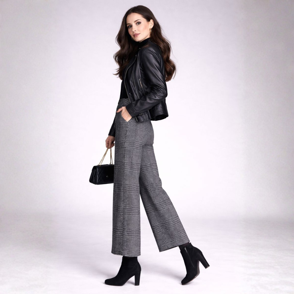 Pantalón de Talle Alto con Corte Ajustado y Pierna Ancha para Mujer | Ideal para Uso Diario y Trabajo