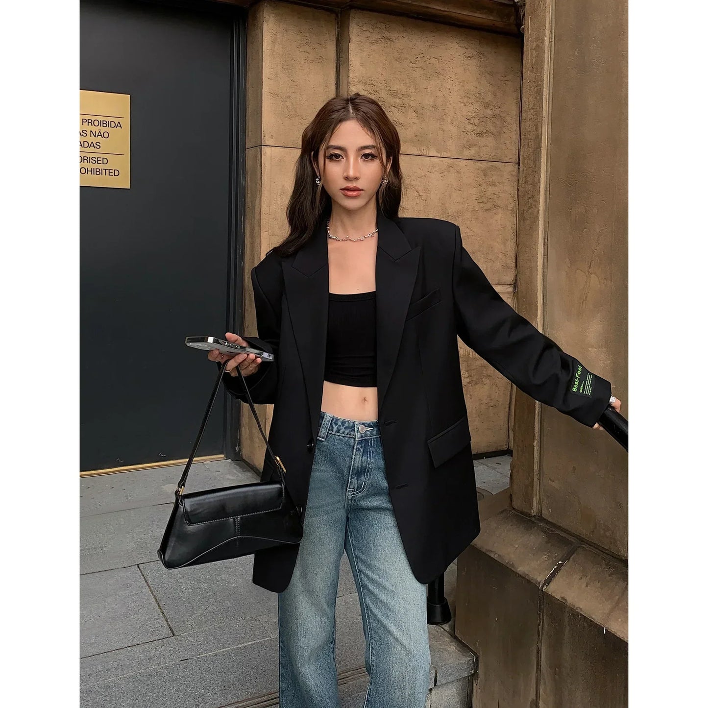 Blazer con Corte Suelto y Hombros Anchos para Mujer | Ideal para Uso Diario y Profesional