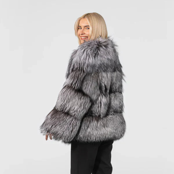 Chaqueta con Acabado de Pelo Sintético para Mujer | Ideal para Eventos y Uso Urbano