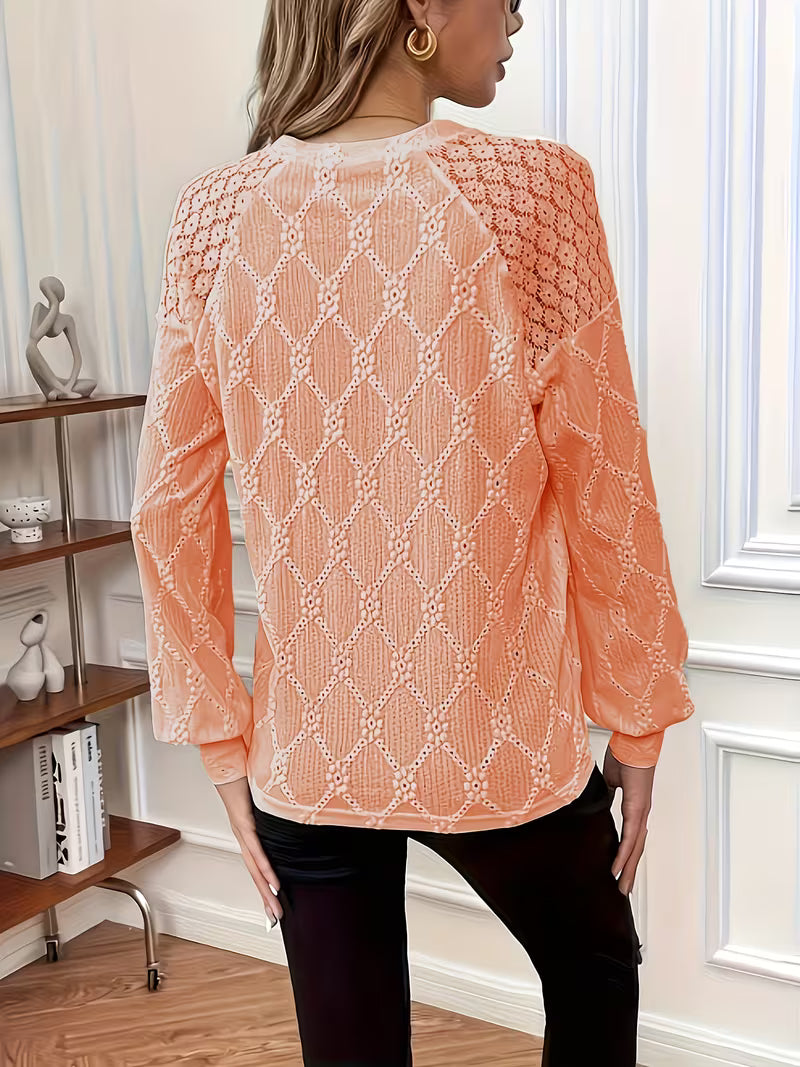 Blusa de Mangas Largas con Motivo Texturizado para Mujeres | Ideal para Uso Diario y Trabajo Informal