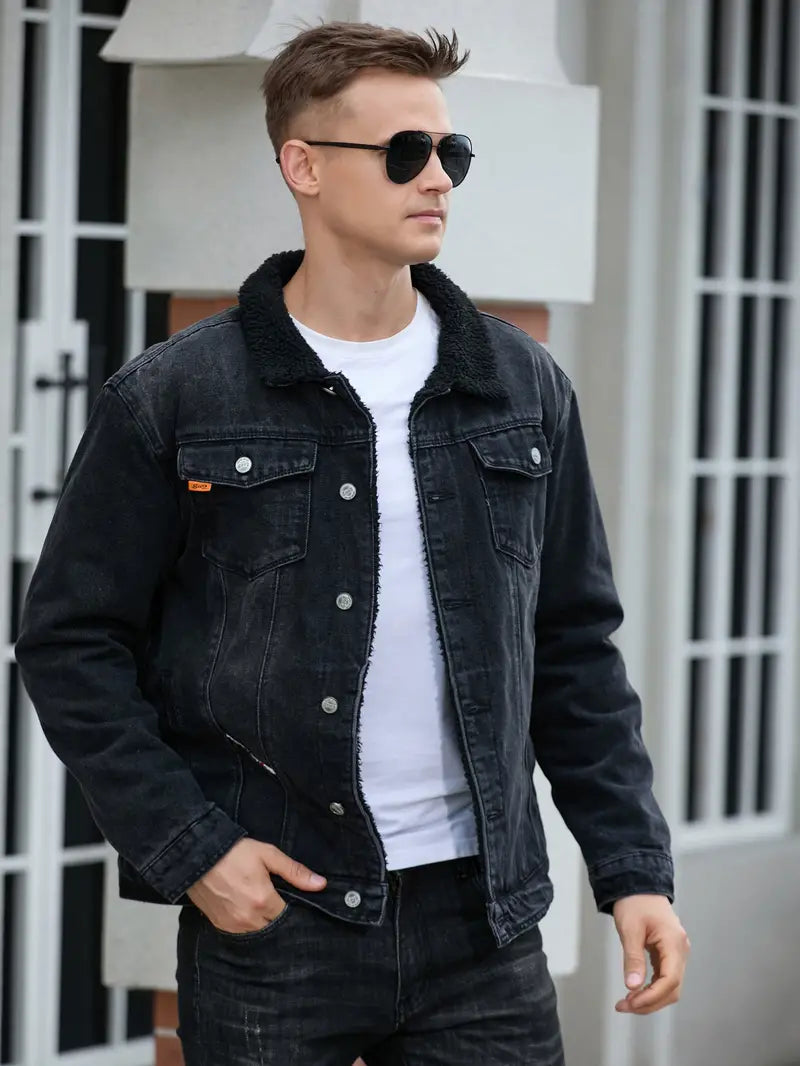 Chaqueta Vaquera Para Hombre De Corte Clásico Con Bolsillos Frontales | Ideal Para Uso Diario Y Actividades Informales