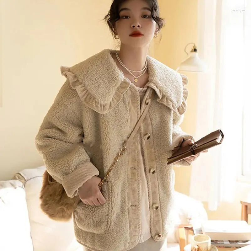 Abrigo De Invierno Con Cuello Decorativo Y Corte Suelto Para Mujer | Ideal Para Invierno