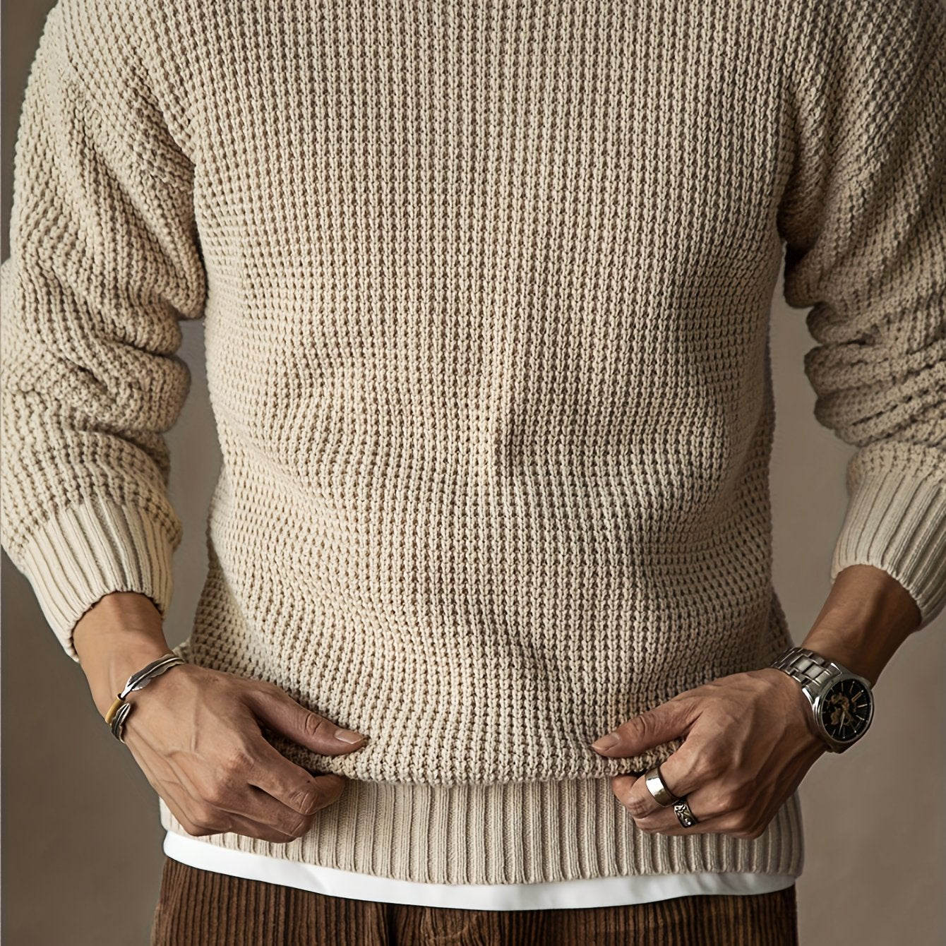 Jersey de Punto de Manga Larga con Textura Gofrada para Hombre | Ideal para Uso Diario
