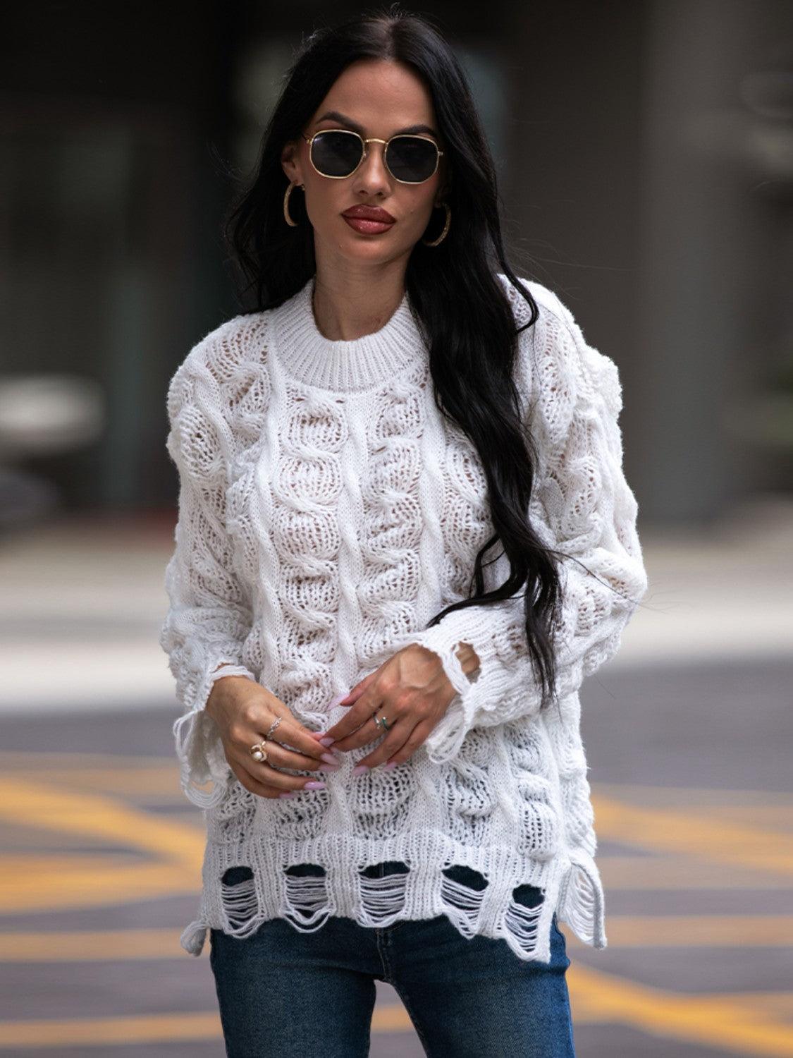 Suéter Ajouré Blanco Oversize Para Mujer | Ideal Para Uso Diario Y Salidas Informales