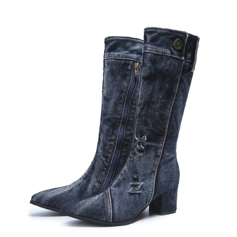 Botas Con Tacón Medio Y Cierre De Cremallera Para Mujer | Ideal Para Uso Diario