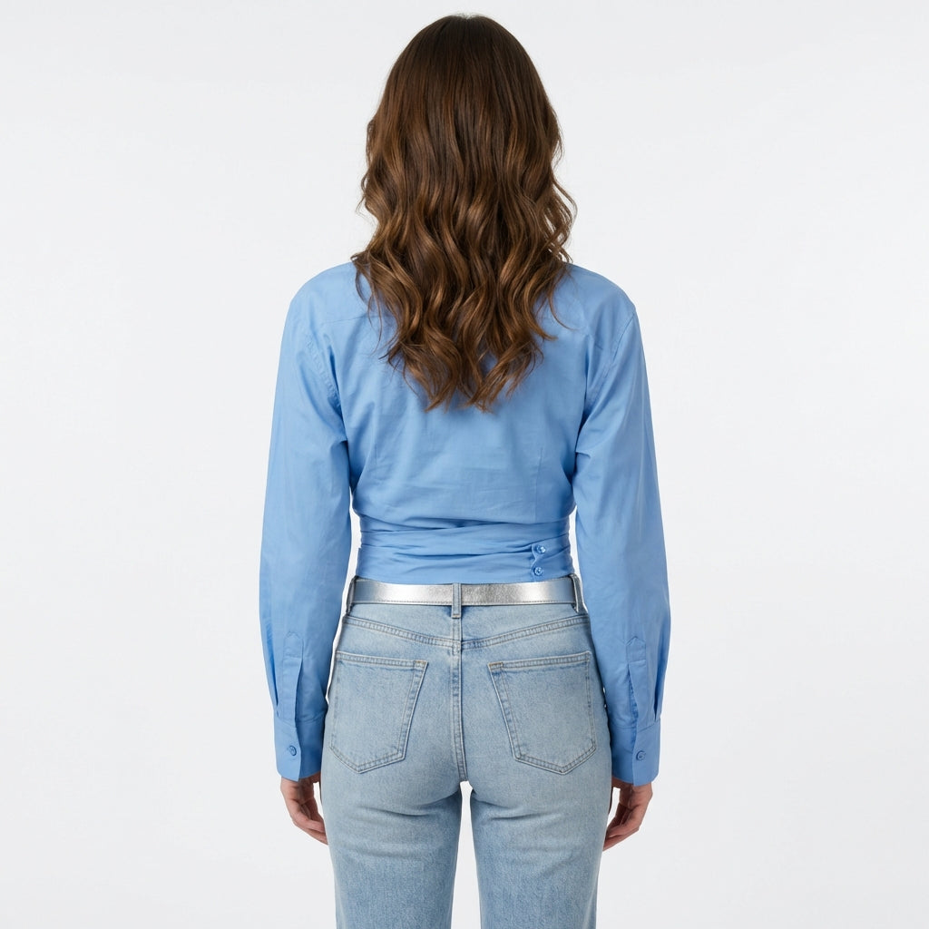 Blusa Cruzada Con Efecto Drapeado Y Corte Ajustado Para Mujer | Ideal Para Oficina Y Uso Diario