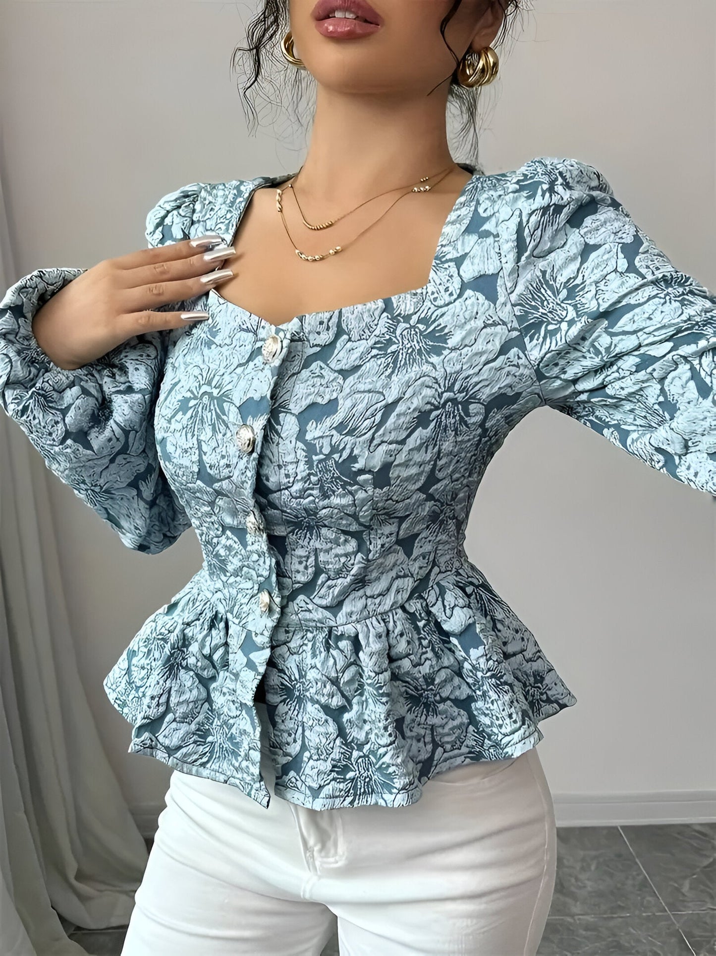 Blusa Con Encolure Corazón Y Detalles Fruncidos Para Mujer | Ideal Para Uso Laboral E Informal