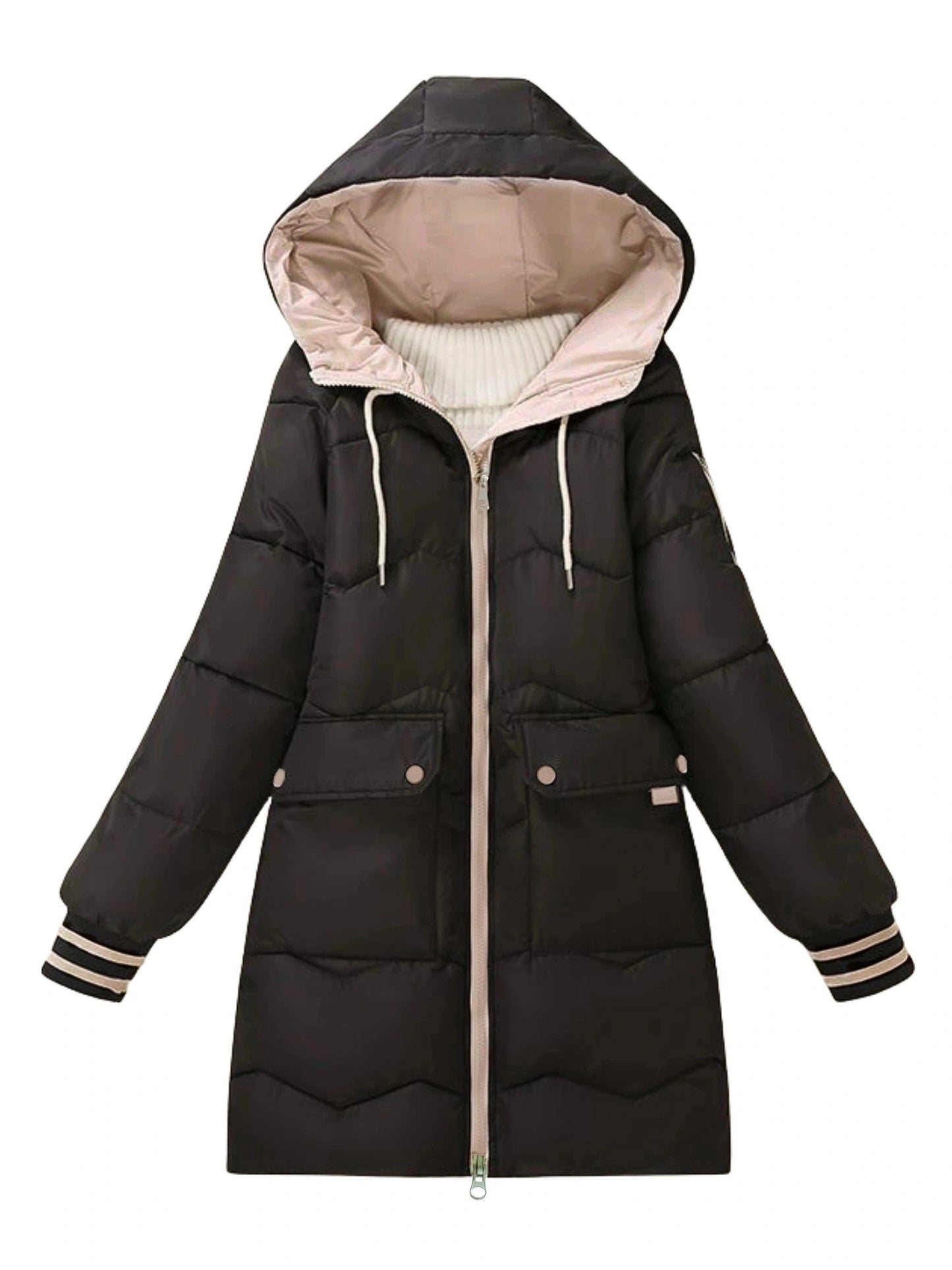 Chaqueta Con Cremallera y Bolsillos De Solapa Para Mujer | Ideal Para Otoño e Invierno