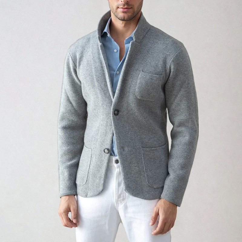 Blazer Para Hombre De Corte Fluido Con Bolsillos Patch Y Cuello Alto | Ideal Para Uso Formal Y Casual
