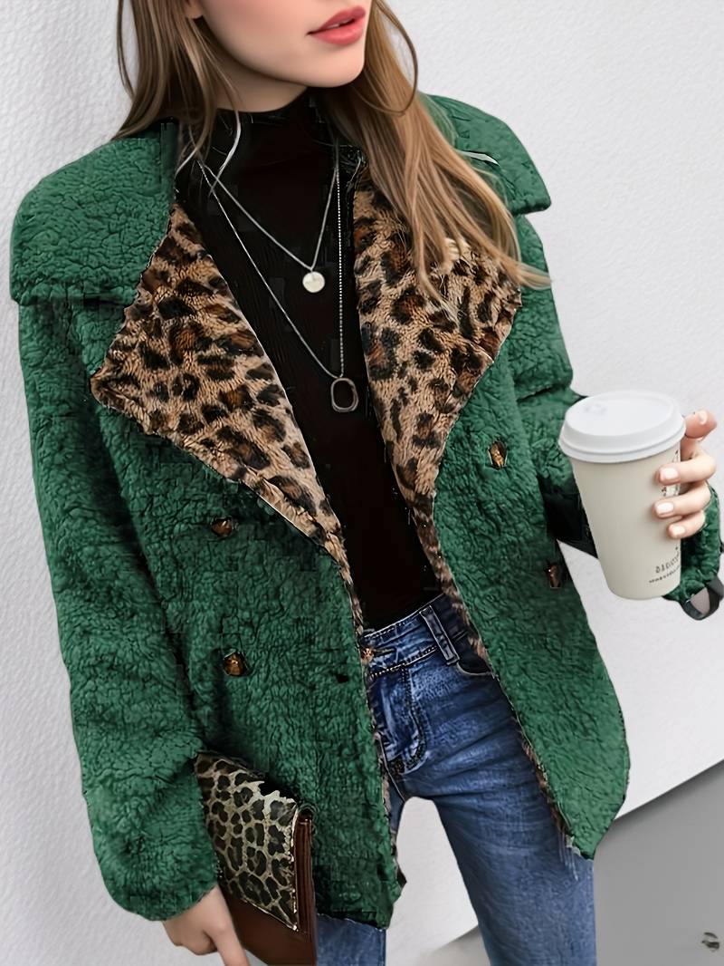 Chaqueta Con Estampado Animal y Manga Larga Para Mujer | Ideal Para Invierno