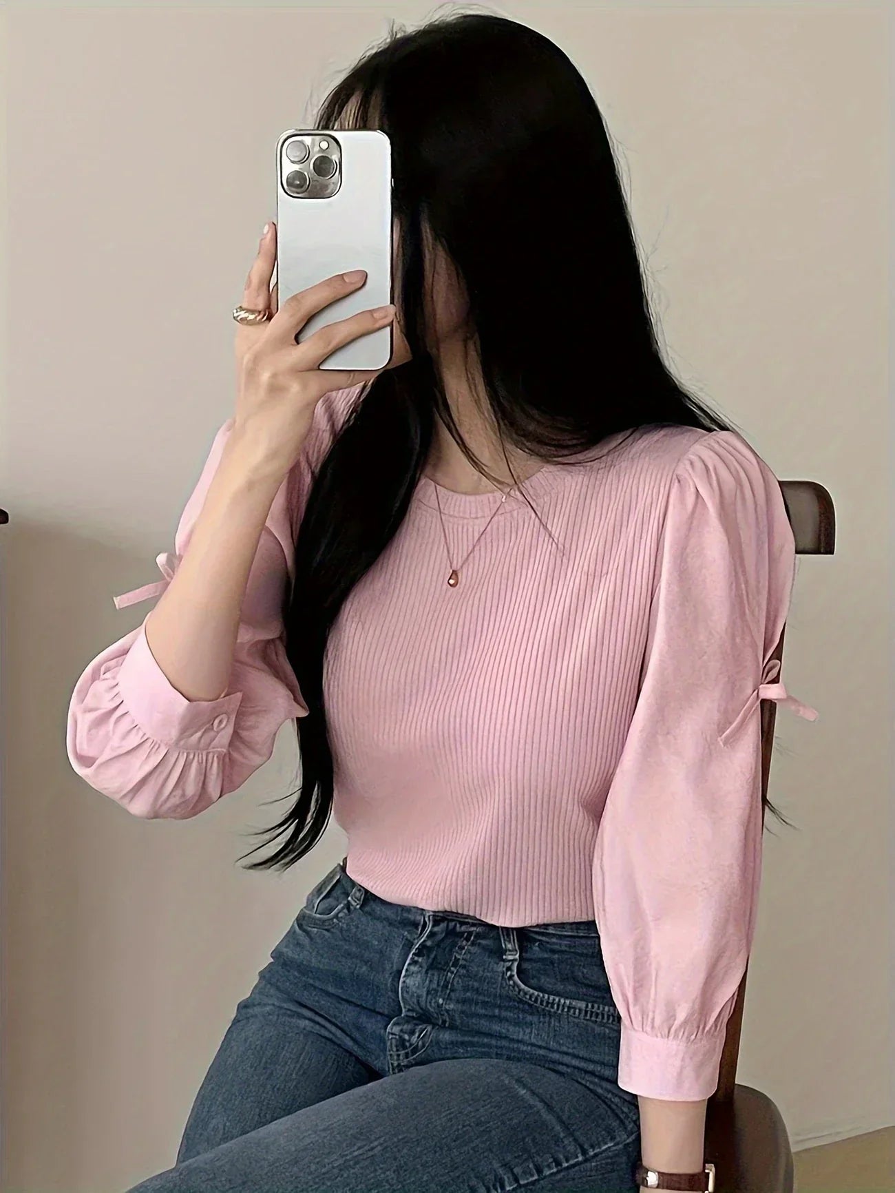 Blusa Con Detalle De Nudo En El Cuello Para Mujer | Ideal Para Uso Diario Y Oficina