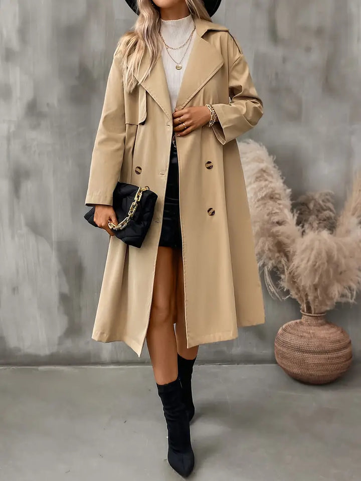 Trench Coat con Corte Ajustado y Diseño Clásico para Mujer | Ideal para Uso Diario y Ocasiones Formales