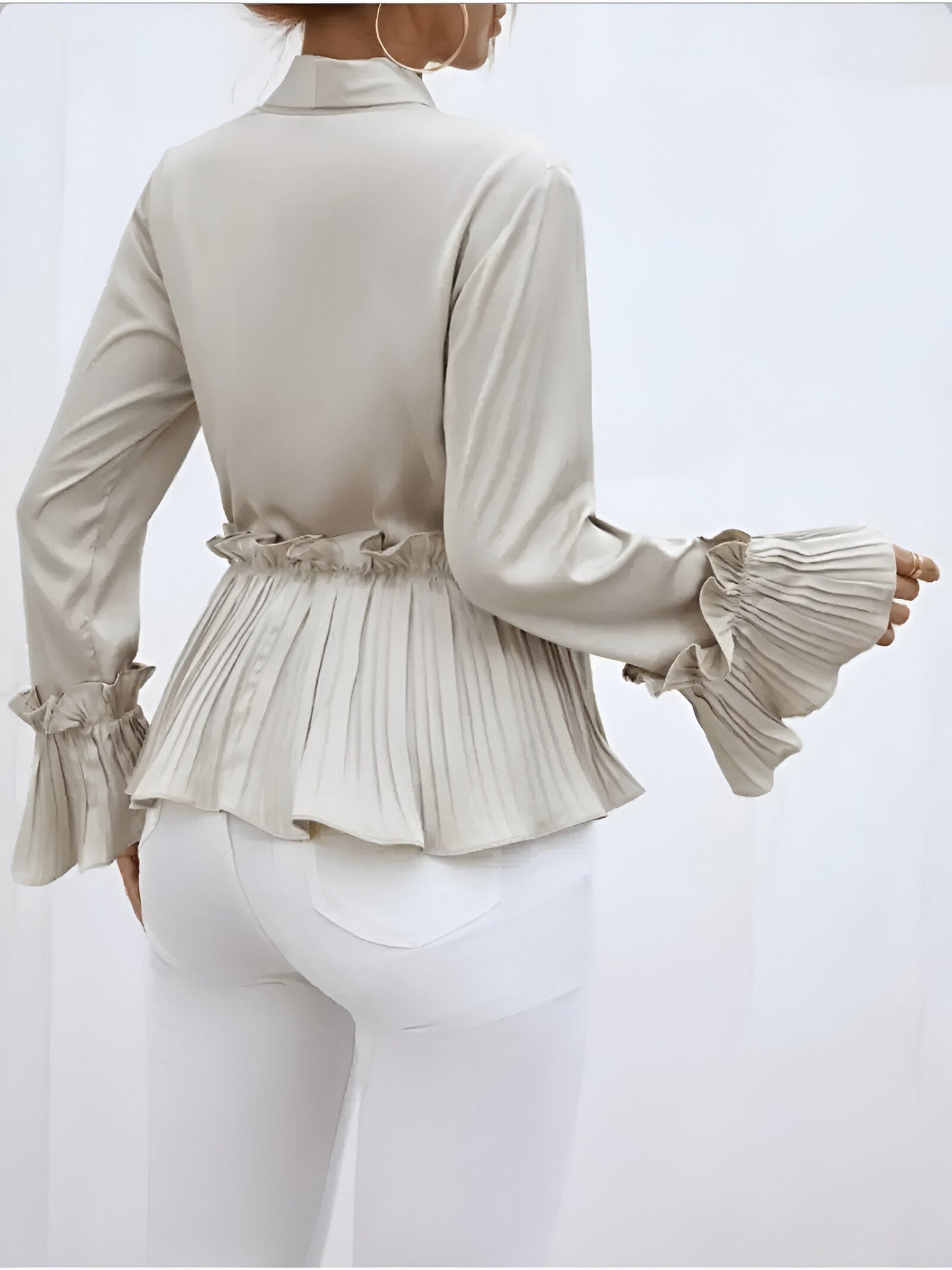 Blusa Con Cuello En V Y Cinturón Para Mujer | Ideal Para Uso Diario Y Profesional