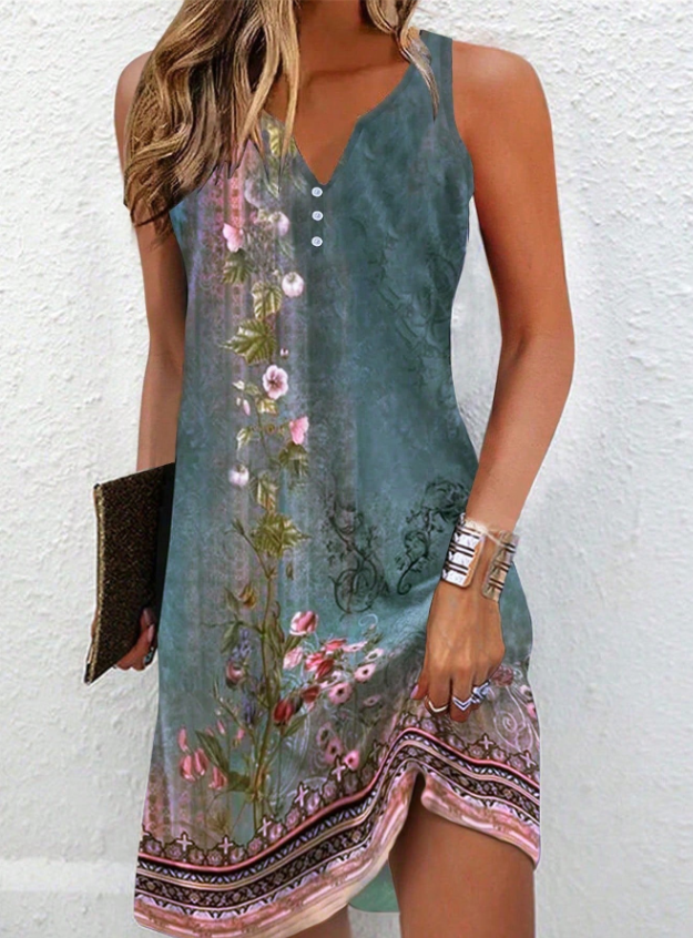Vestido Midi Con Corte Asimétrico Y Estampado Abstracto Para Mujer | Ideal Para Uso Diario Y Eventos Informales