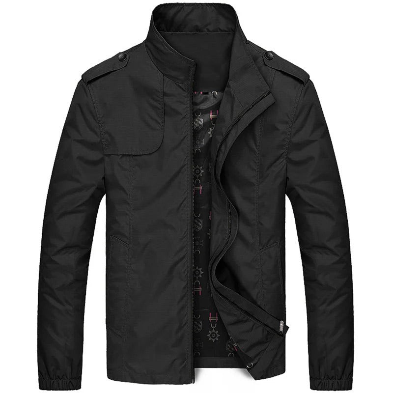 Chaqueta Con Cierre De Cremallera Frontal Y Cuello Alto Para Hombres | Ideal Para Uso Diario