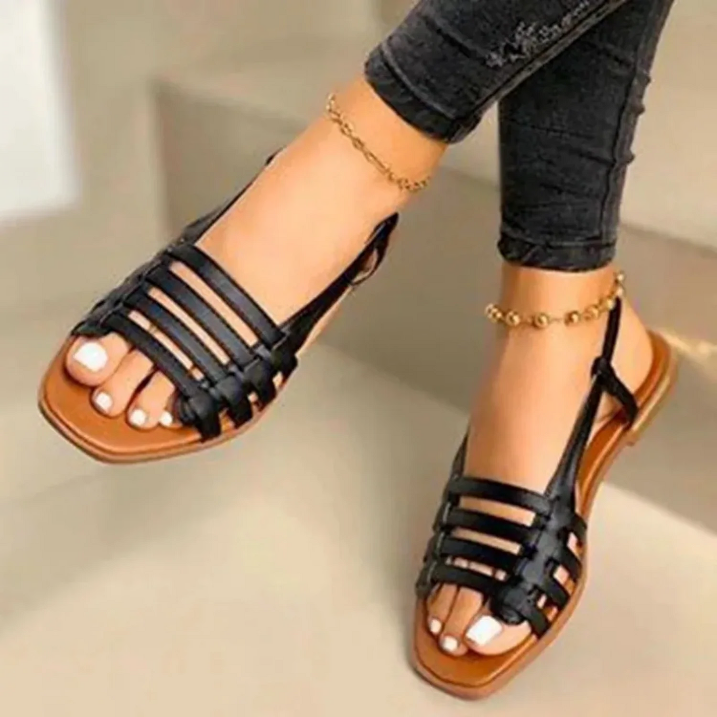 Sandalias Planas con Tirantes Frontales para Mujer | Ideal para Uso Diario en Verano