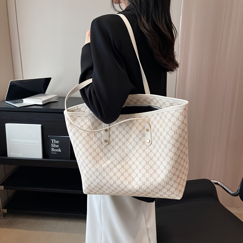 Bolso Tote Geométrico con Compartimento Principal Amplio para Mujer | Ideal para Uso Diario