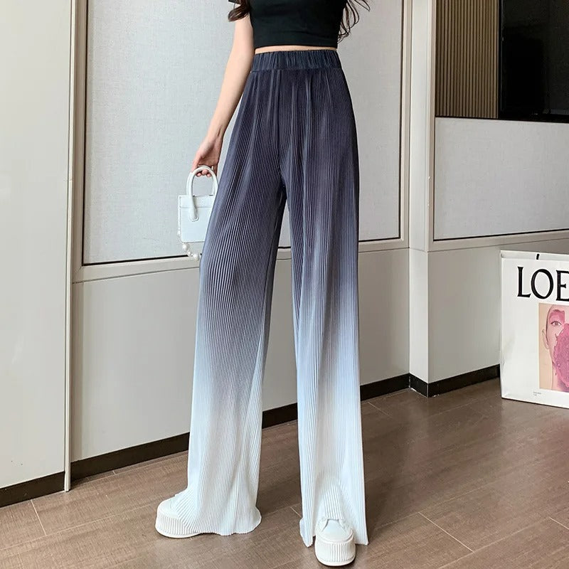 Pantalón De Pierna Ancha Con Corte Recto Y Degradado Para Mujer | Ideal Para Uso Diario