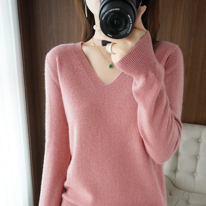 Jersey Con Cuello En V Y Mangas Largas Para Mujer | Ideal Para Uso Diario U Ocasional