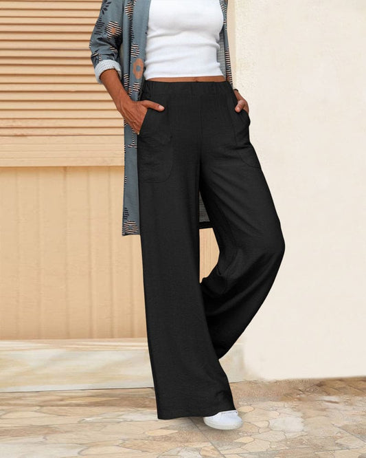 Pantalón de Corte Amplio con Cintura Elástica para Mujer | Ideal para Uso Diario y Salidas Informales