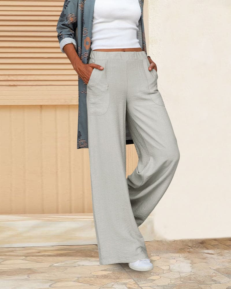 Pantalón de Corte Amplio con Cintura Elástica para Mujer | Ideal para Uso Diario y Salidas Informales