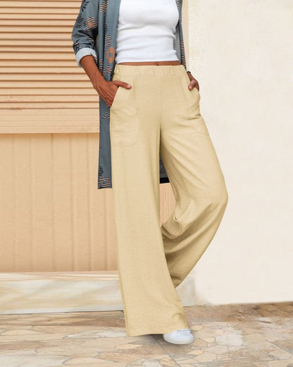 Pantalón de Corte Amplio con Cintura Elástica para Mujer | Ideal para Uso Diario y Salidas Informales