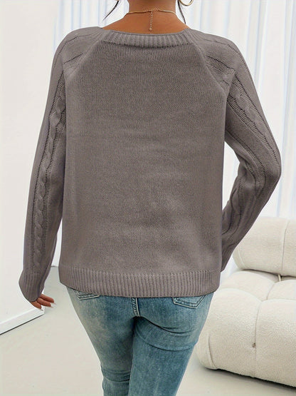 Jersey Con Punto Trenzado Y Botones En El Hombro Para Mujer | Ideal Para Uso Diario En Temporadas Frescas