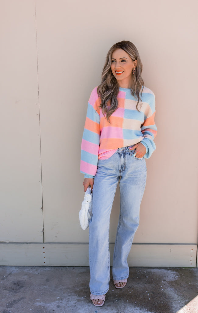 Jersey De Punto Con Rayas Multicolor Y Mangas Largas Para Mujer | Ideal Para Uso Diario