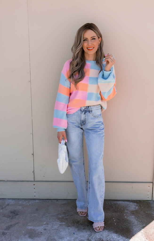 Jersey De Punto Con Rayas Multicolor Y Mangas Largas Para Mujer | Ideal Para Uso Diario