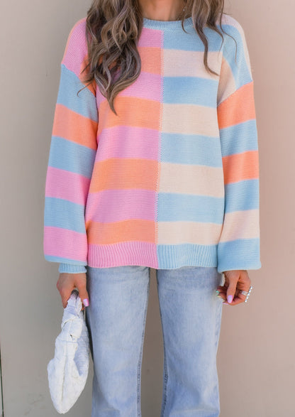 Jersey De Punto Con Rayas Multicolor Y Mangas Largas Para Mujer | Ideal Para Uso Diario