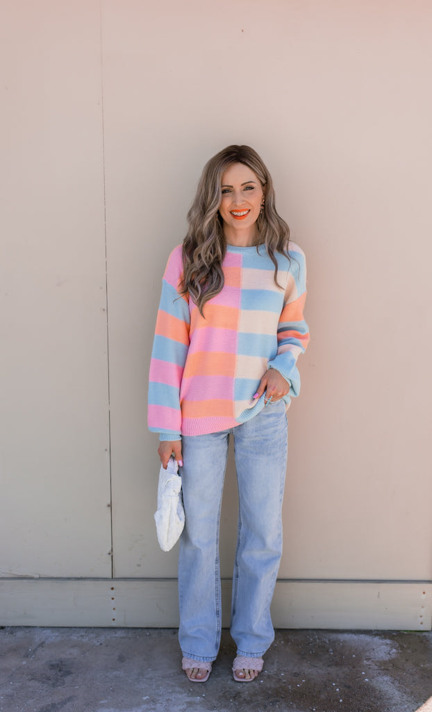 Jersey De Punto Con Rayas Multicolor Y Mangas Largas Para Mujer | Ideal Para Uso Diario