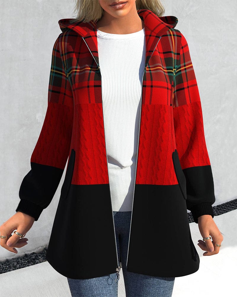 Chaqueta a Cuadros con Capucha para Mujer | Ideal para Invierno y Uso Diario
