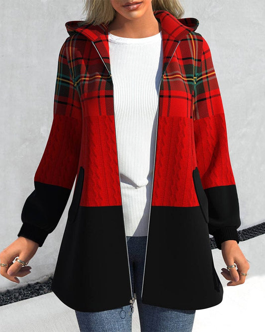 Chaqueta a Cuadros con Capucha para Mujer | Ideal para Invierno y Uso Diario