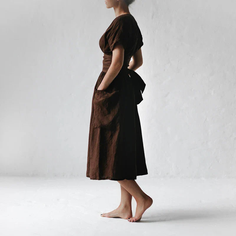 Vestido Midi Cruzado con Lazo Ajustable para Mujer | Ideal para Uso Diario