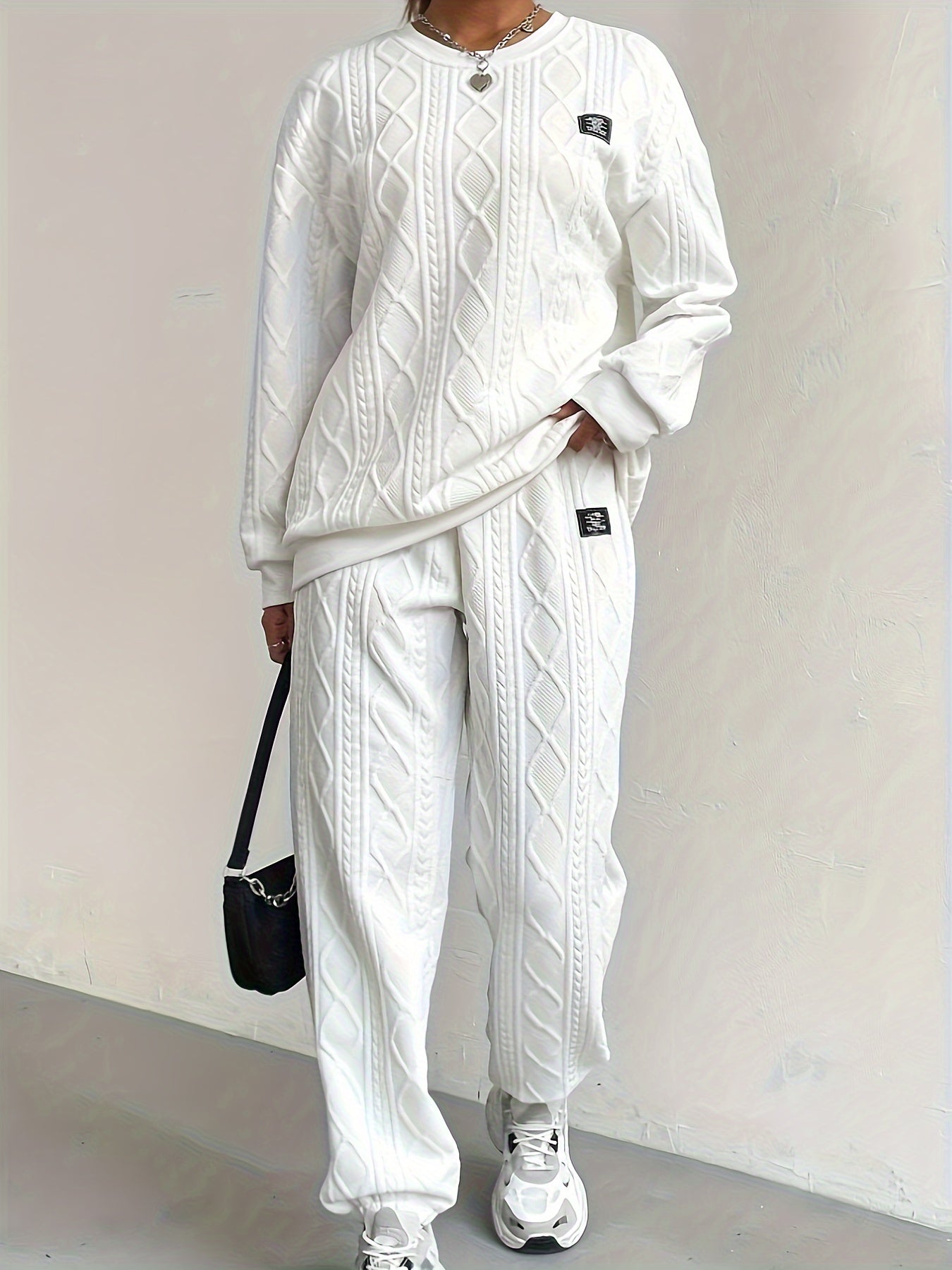 Conjunto de Top de Corte Amplio y Pantalón con Cintura y Tobillos Elásticos para Mujer | Ideal para Uso Diario y Momentos de Descanso