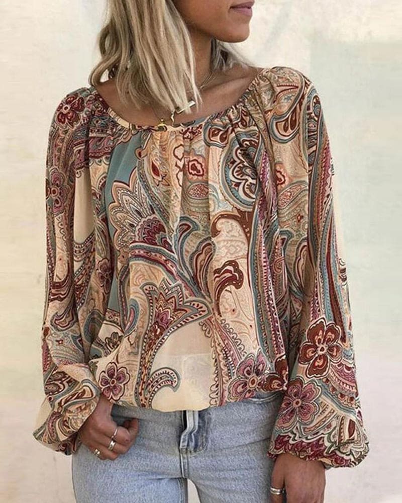 Blusa Con Mangas Tipo Linterna Y Estampado Para Mujer | Ideal Para Uso Diario Y Salidas Informales