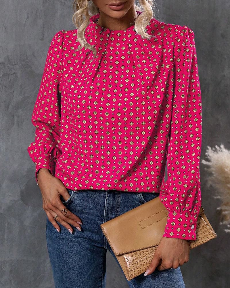 Blusa de Mangas Largas con Motivo Impreso y Corte Amplio Pullover para Mujeres | Ideal para Uso Diario