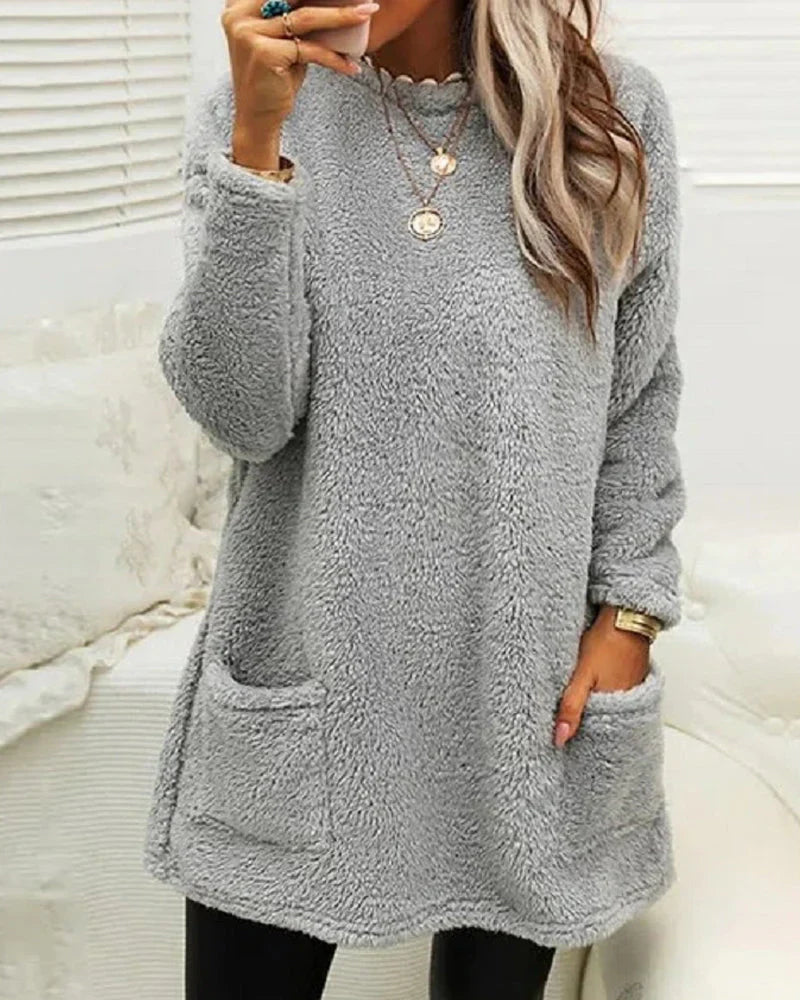 Jersey de Invierno con Cuello Redondo para Mujer | Ideal para Días Fríos