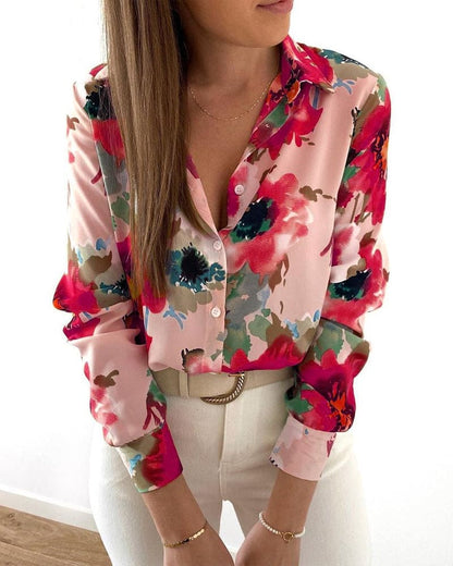 Blusa Con Estampado Floral Y Cierre De Botones Para Mujer | Ideal Para Uso Diario Y De Temporada