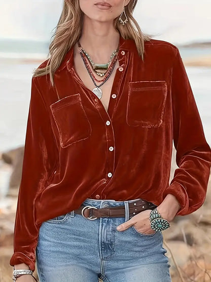 Camisa De Corte Relajado Con Cuello Clásico Para Mujer | Ideal Para Uso Diario