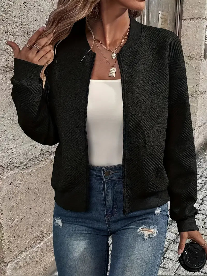 Chaqueta Con Cremallera Frontal Y Corte Holgado Para Mujer | Ideal Para Uso Diario O Entretiempo