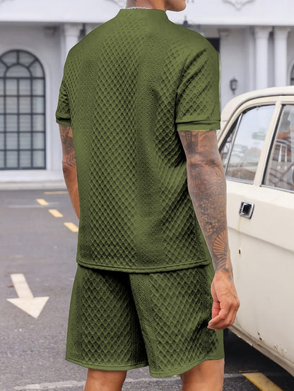 Conjunto de Dos Piezas con Camisa de Cuello Mao para Hombre | Ideal para Uso Diario